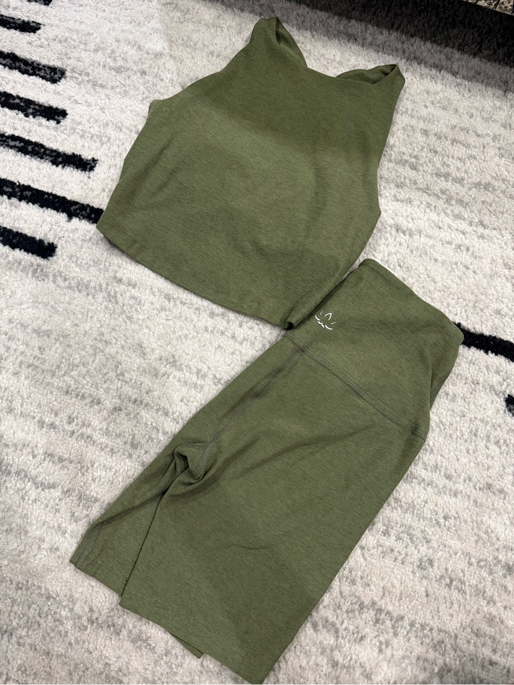 Beyond Yoga Olive Green Athletic Shorts Set